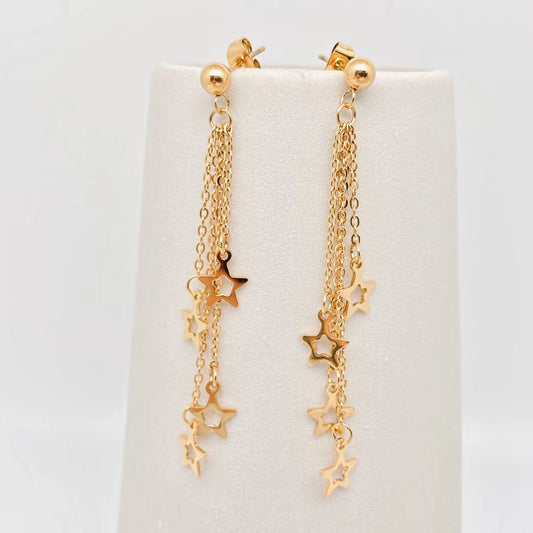 Hollow Star Pendant Tassel Earring
