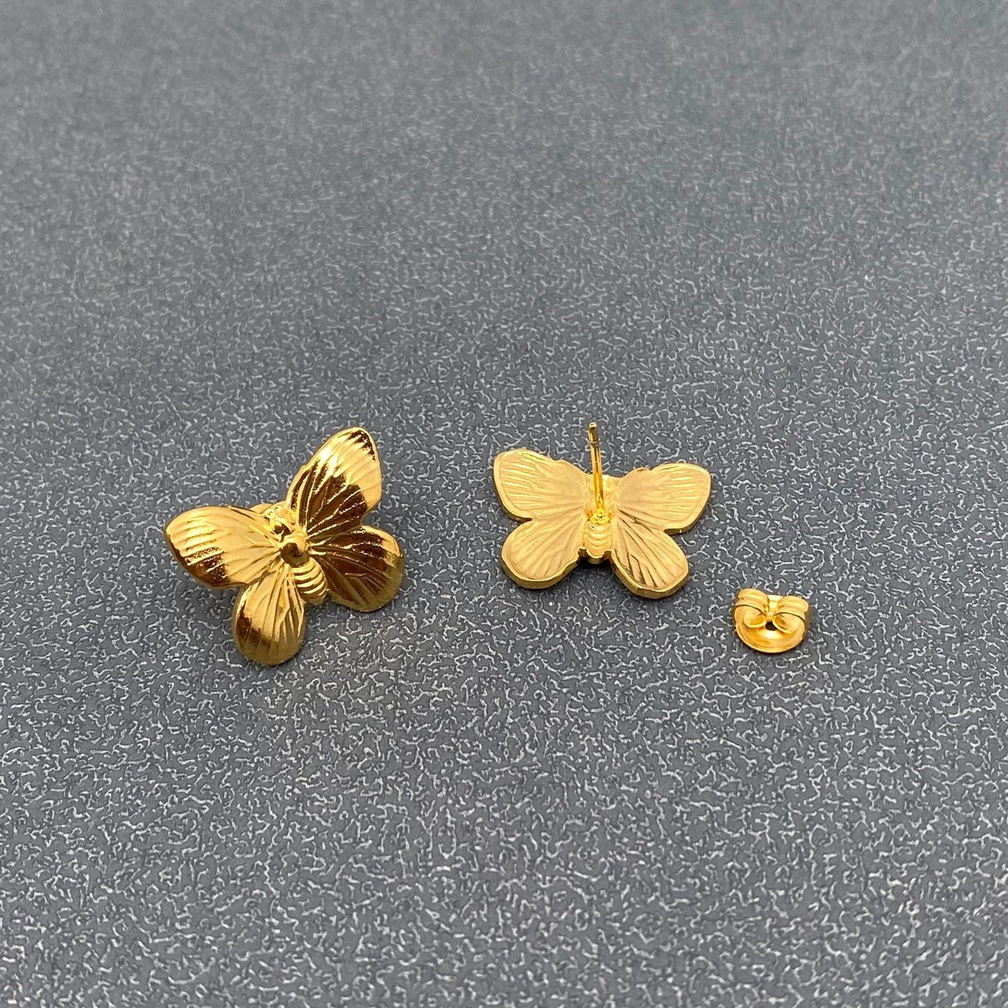 18K Gold Plated Stainless Steel Butterfly Ear Studs