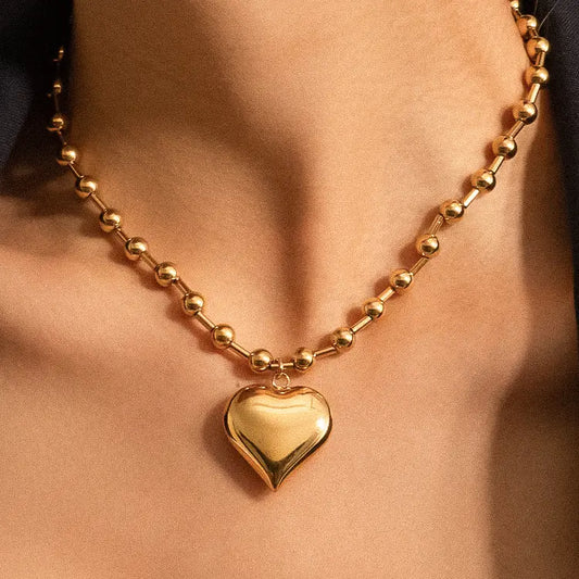 Paris 18K Gold Large Heart Chain Necklace