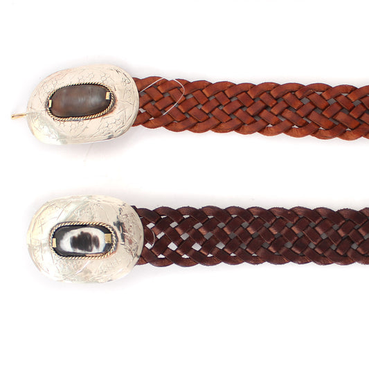 Thin Leather Belt with Round Buckle