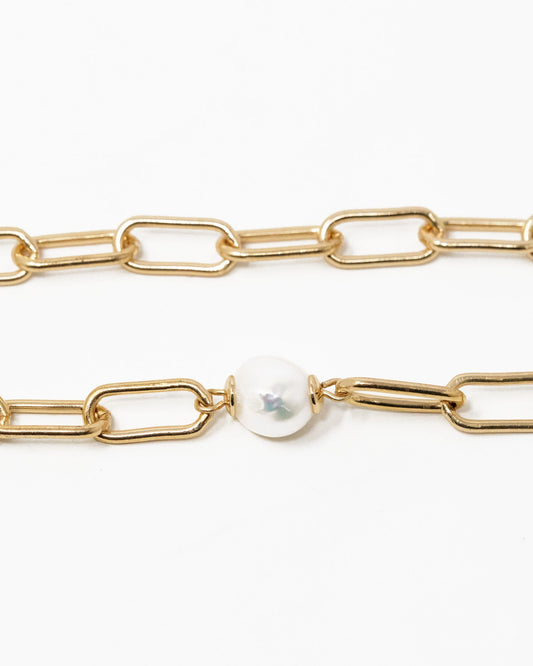 Paperclip w/Freshwater Pearls Pendant Necklace