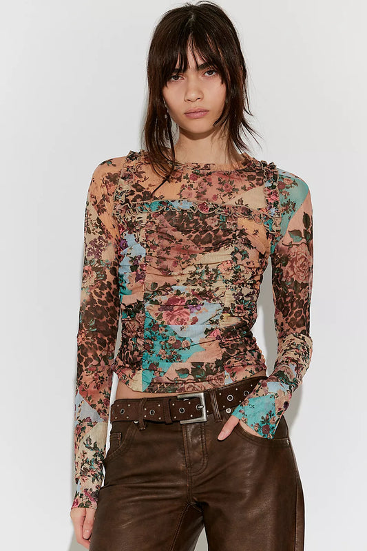 Free People Ariana Long Sleeve Ruched Top