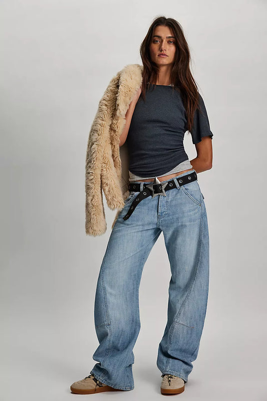 Free People Highland Low Rise Bowed Jean