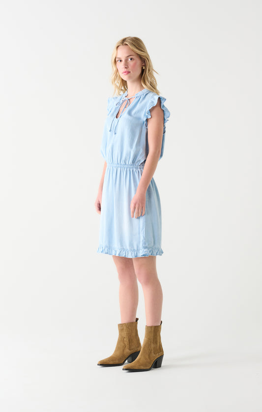 Dex Carla Ruffle Trim Mini Tencel Dress