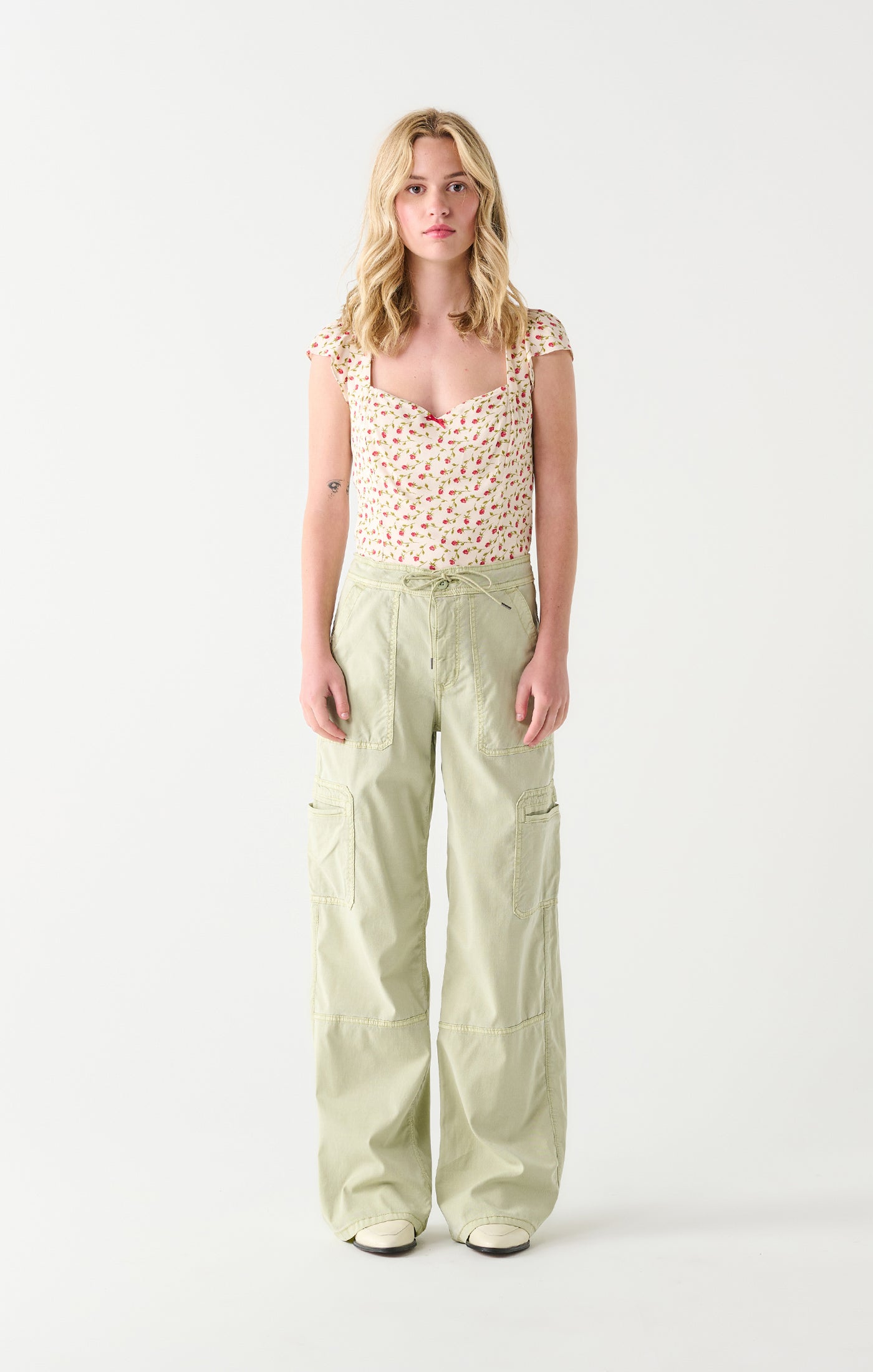 Dex Minty High Waisted Wide Leg Cargo Pant
