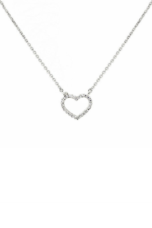 Paved Mini Heart Pendant Short Necklace