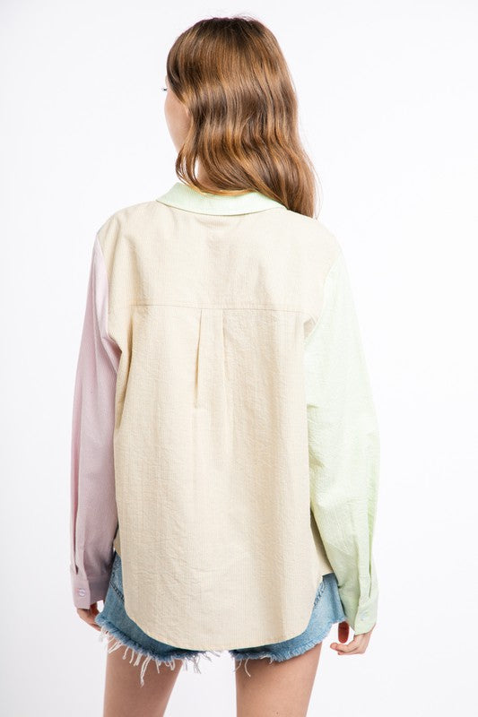 Naomi Colorblock Button Up Top