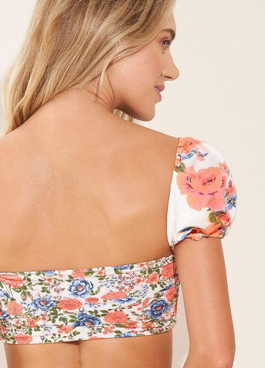 Free Spirit Ebony Puff Sleeve Bikini Top