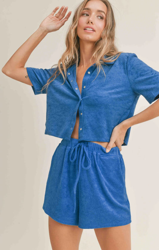 Sadie & Sage Pool Day Terry Crop Shirt