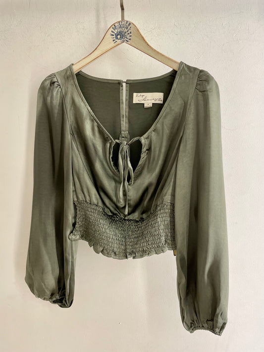 Vintage Havana Satin Criss Cross Blouse