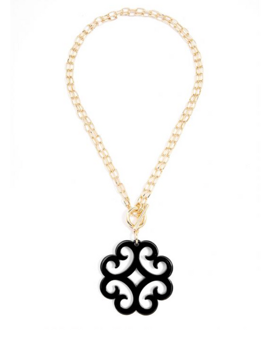 Zenzii Double Link Chain Resin Pendant Necklace