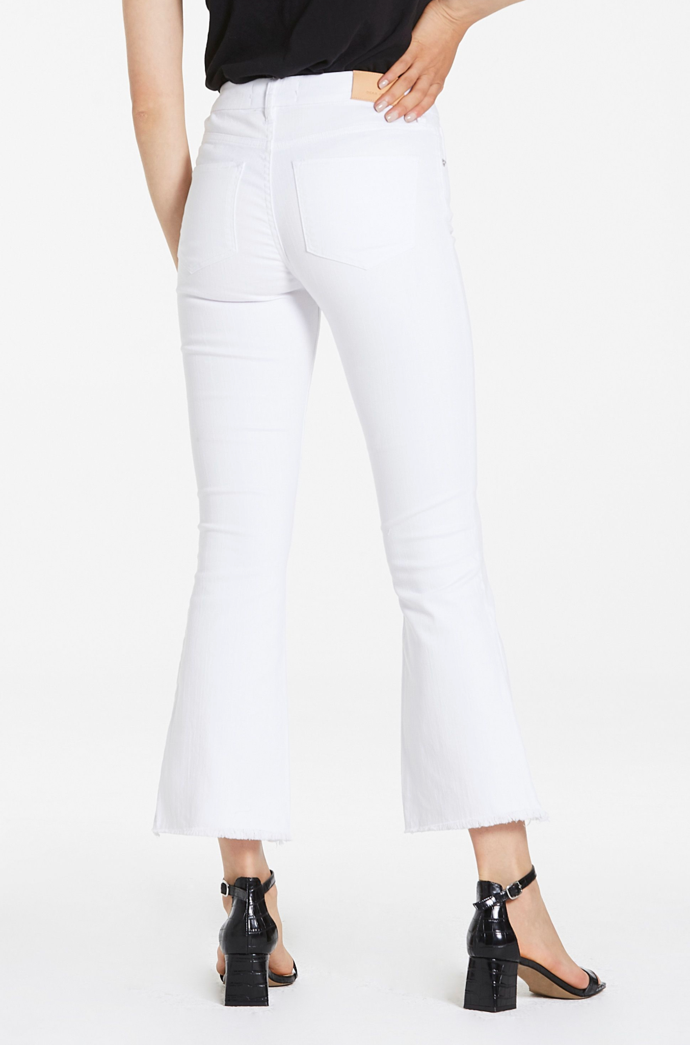 Dear John Jeanne Optic White High Rise Crop frayed hem
