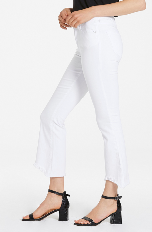 Dear John Jeanne Optic White High Rise Crop frayed hem
