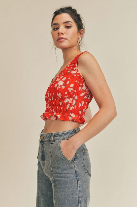 Sage The Label Poppy Punch Cinched Crop Top
