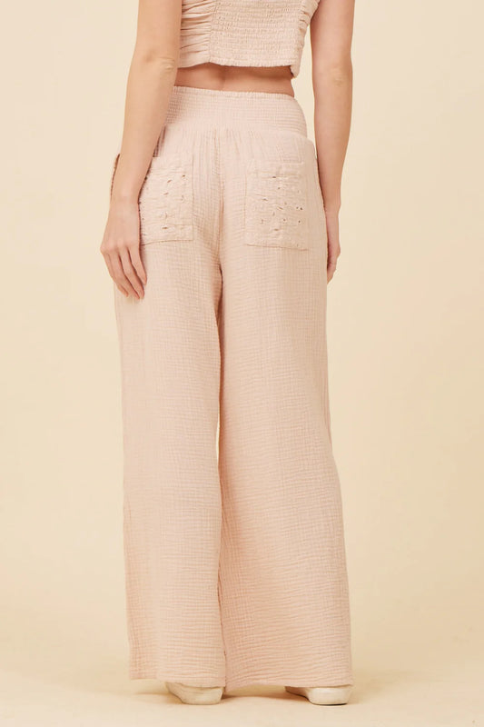 Vintage Havana Gauze Eyelet Embroidered Pant