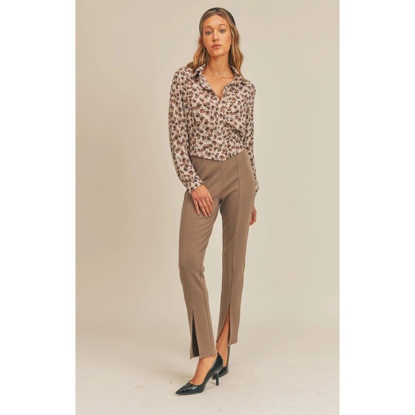 Roundabout Front Slit Flare Pant