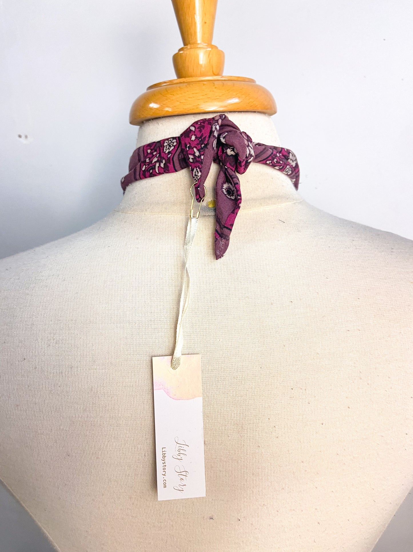 OOAK Vintage Heart and Pearl Pin Scarf Necklace