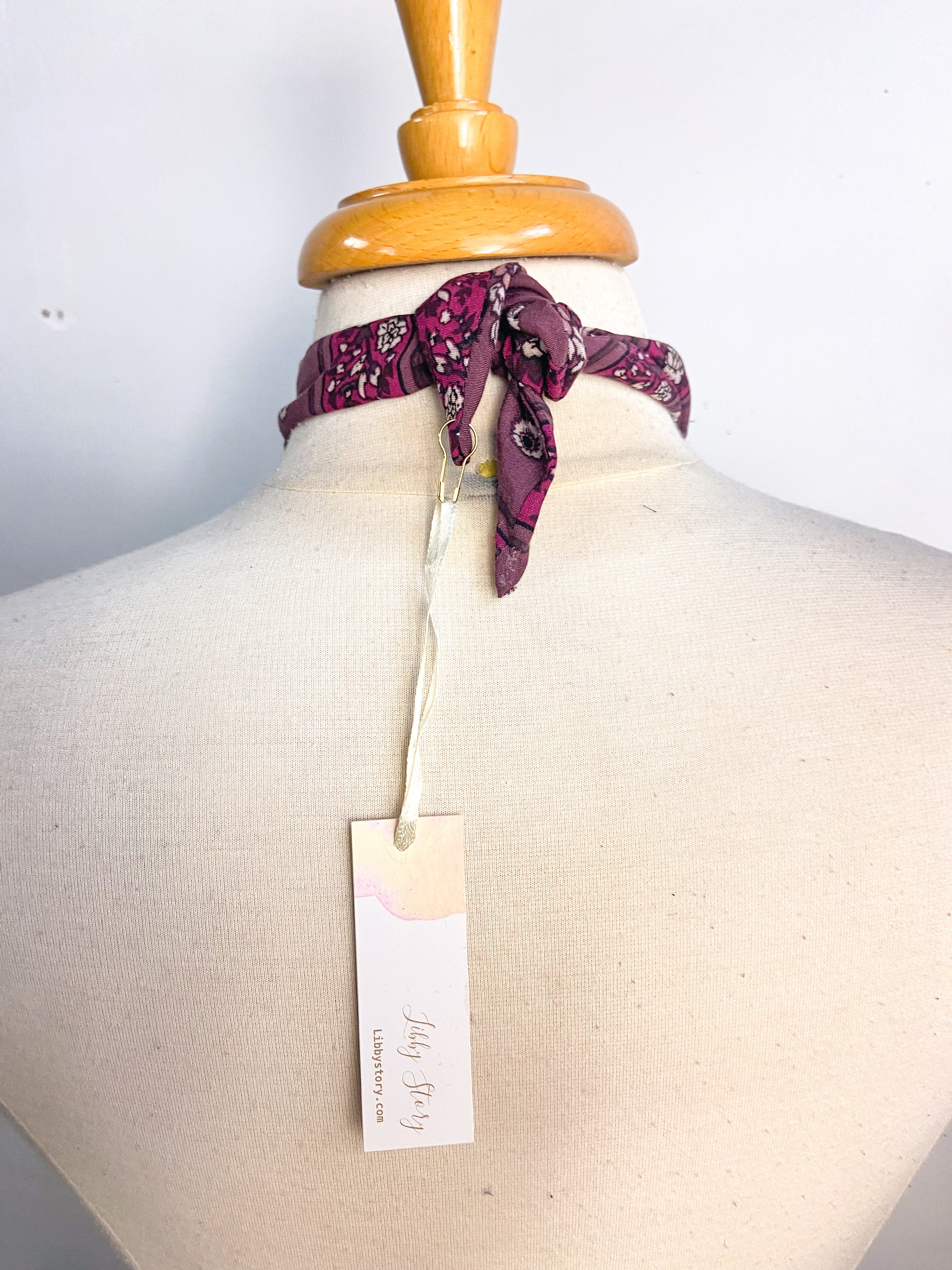 OOAK Vintage Heart and Pearl Pin Scarf Necklace