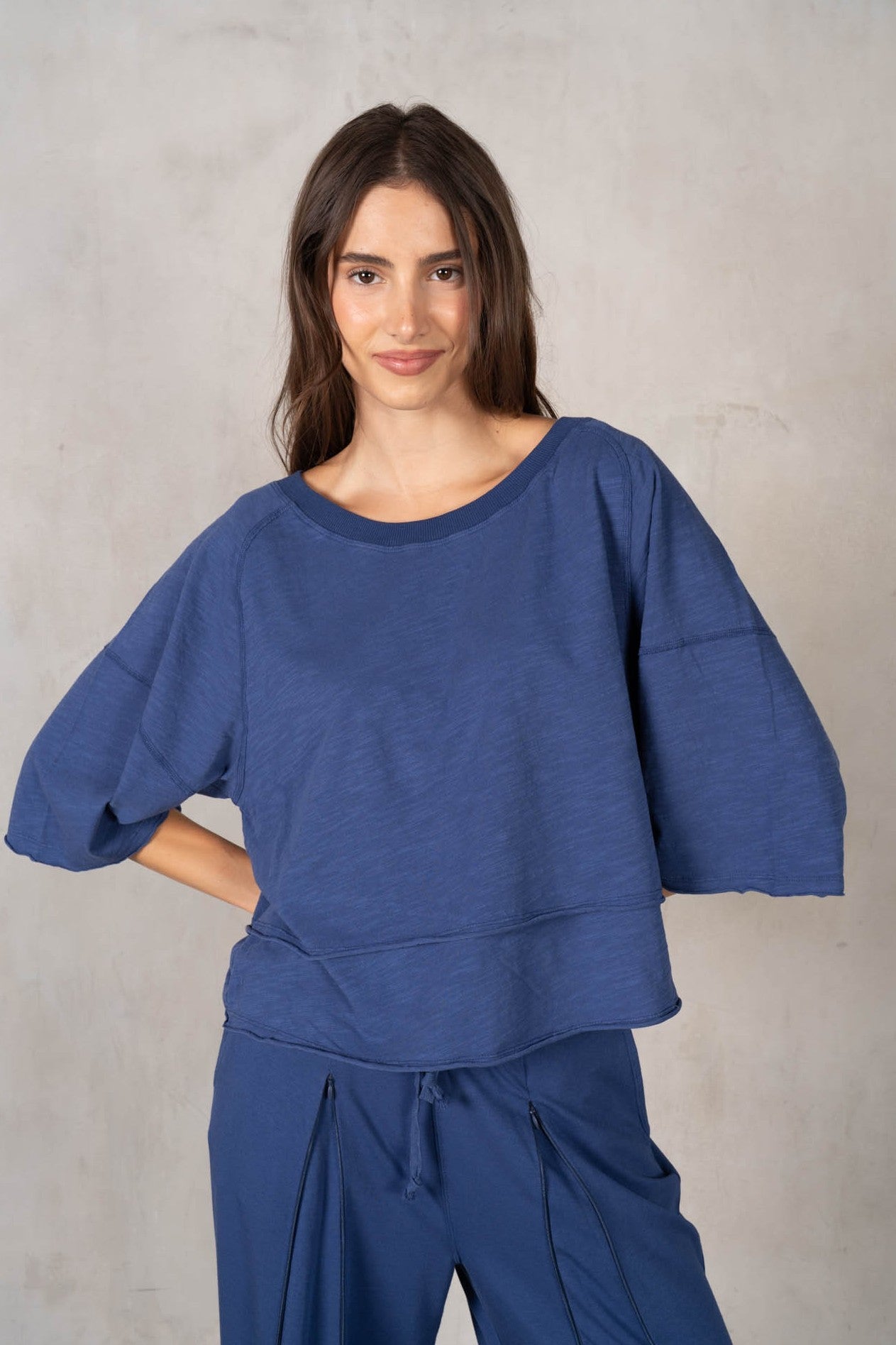 Double Layered Cotton Slub Jersey Top