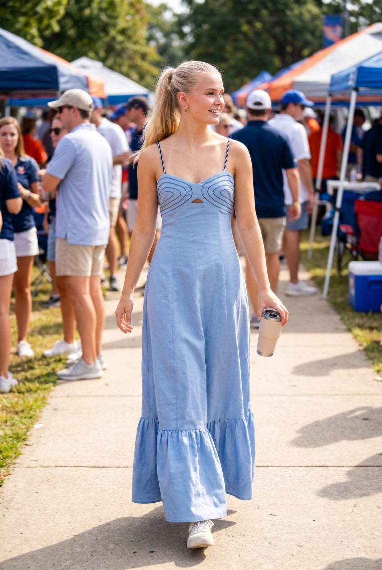 Corset Inspired Maxi Dress with Braided Shoulder Strap