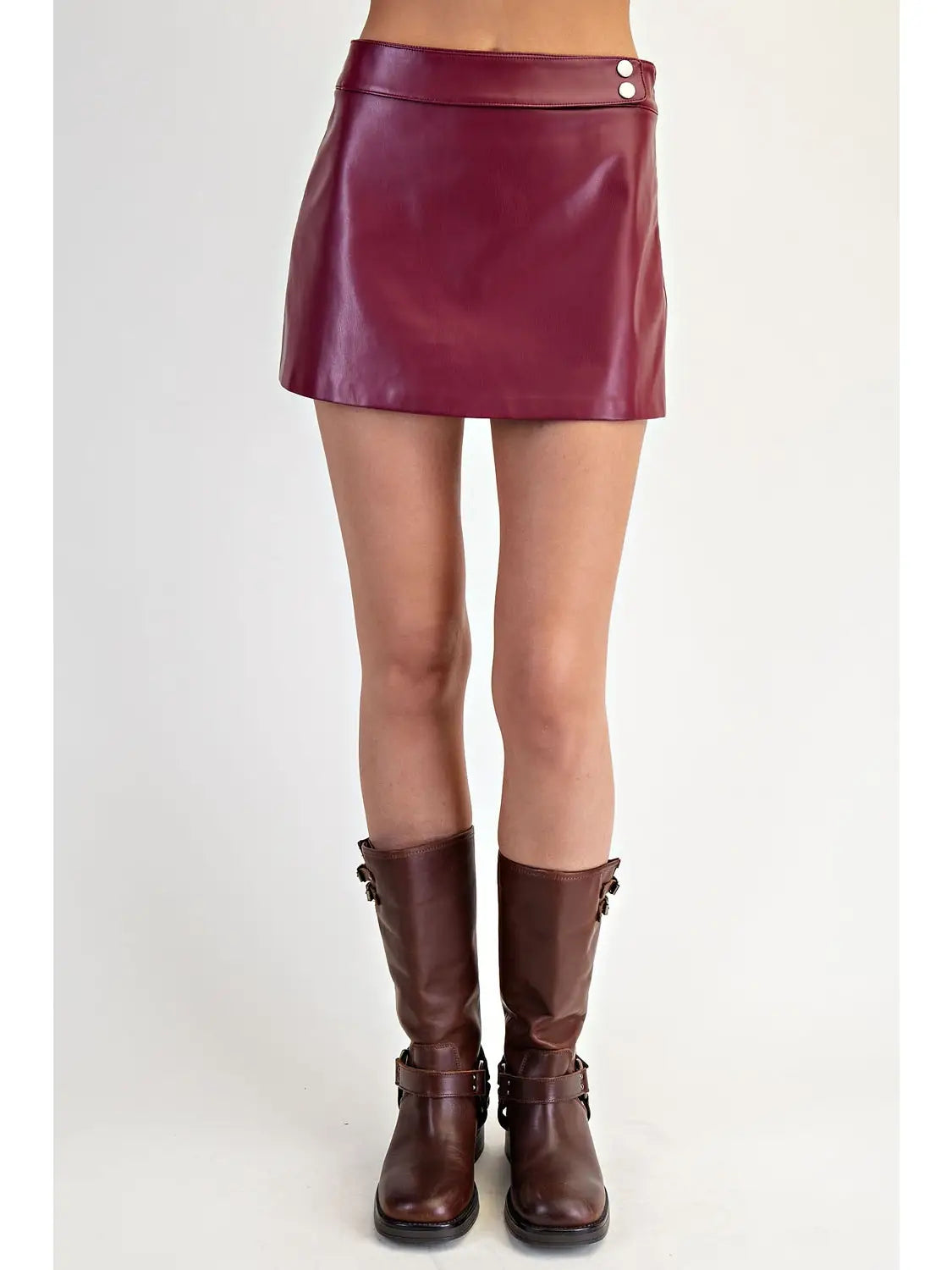 Front Zip-Up Faux Leather Mini Skirt