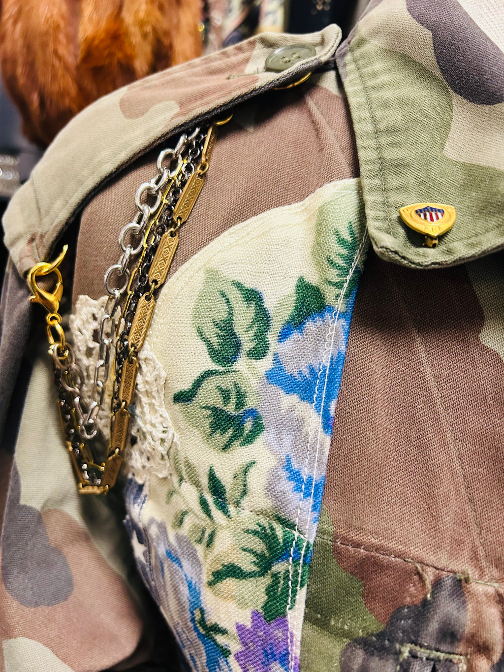 OOAK Vintage Military Scarf/Remix Jacket