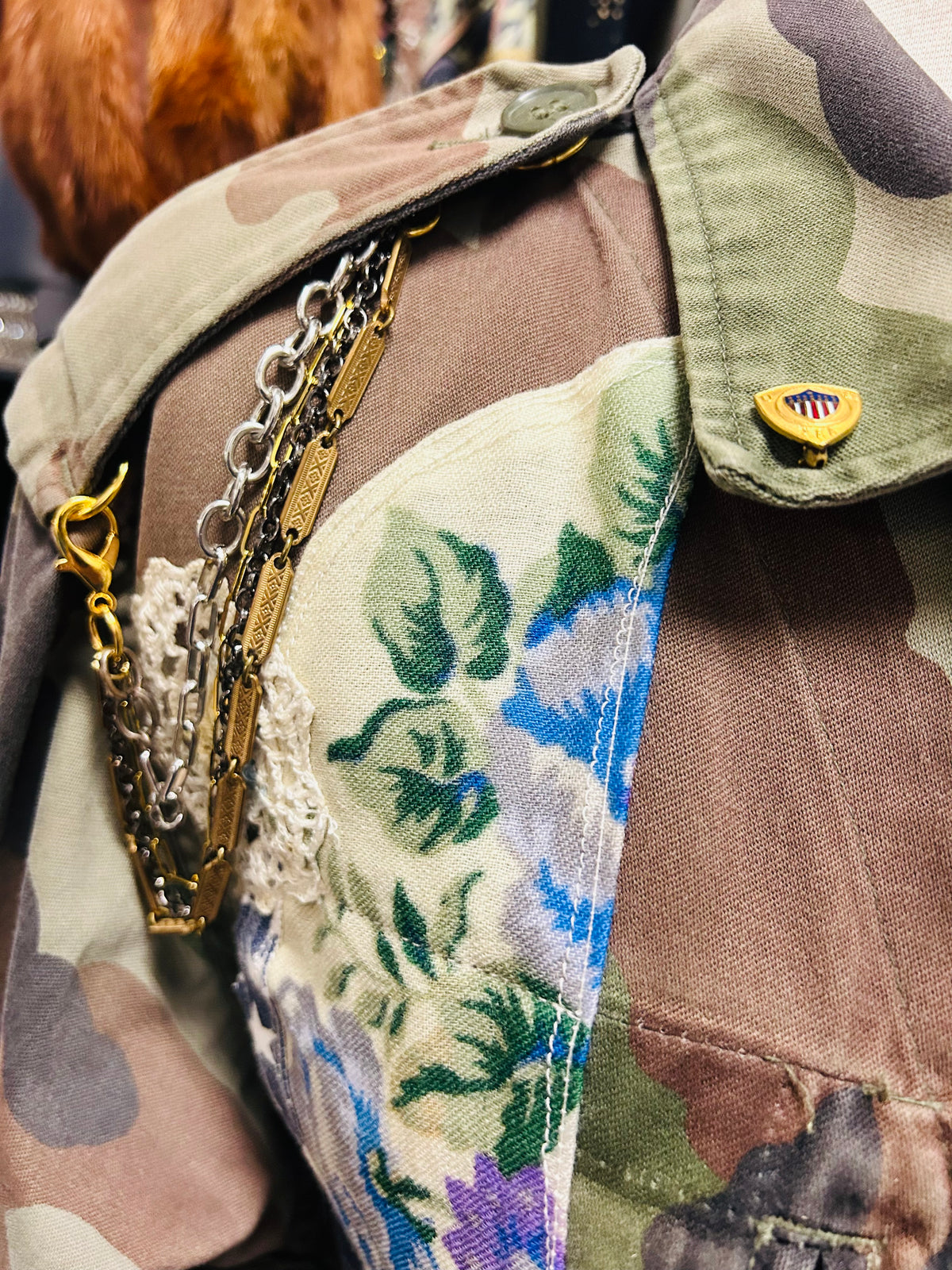 OOAK Vintage Military Scarf/Remix Jacket