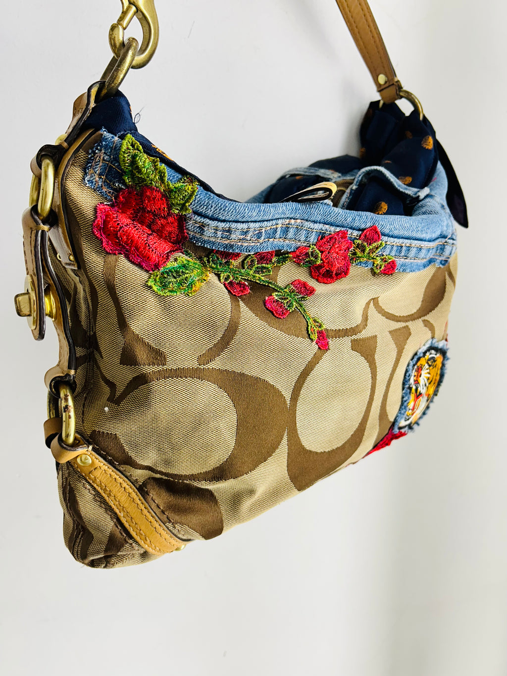 OOAK Vintage Coach & Floral Tiger Tie Bag