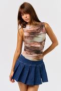 Mesh Top with Ruched Detail