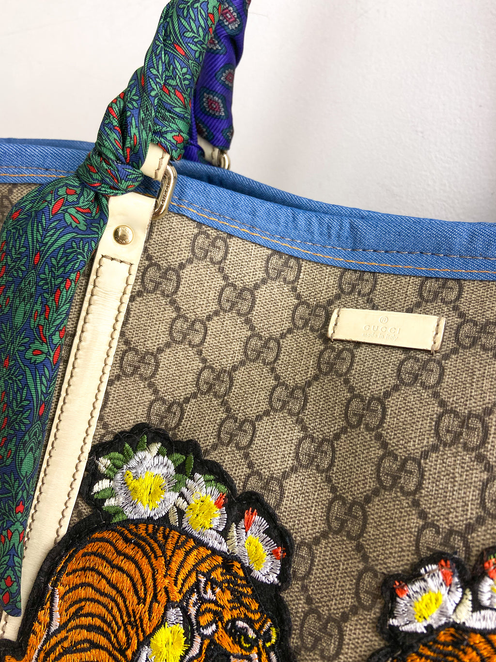 OOAK VINTAGE GUCCI PURSE WITH FLORAL TIGERS