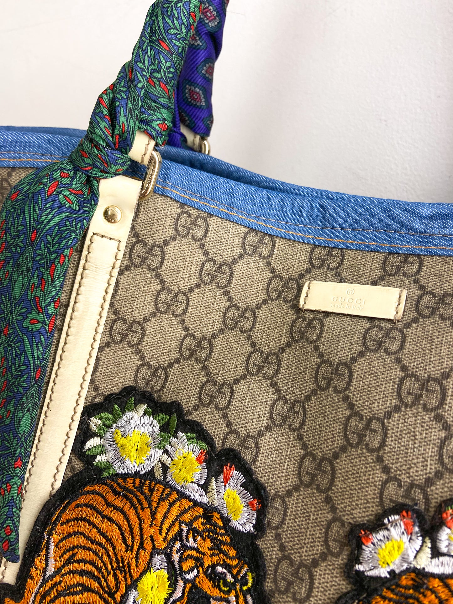 OOAK VINTAGE GUCCI PURSE WITH FLORAL TIGERS