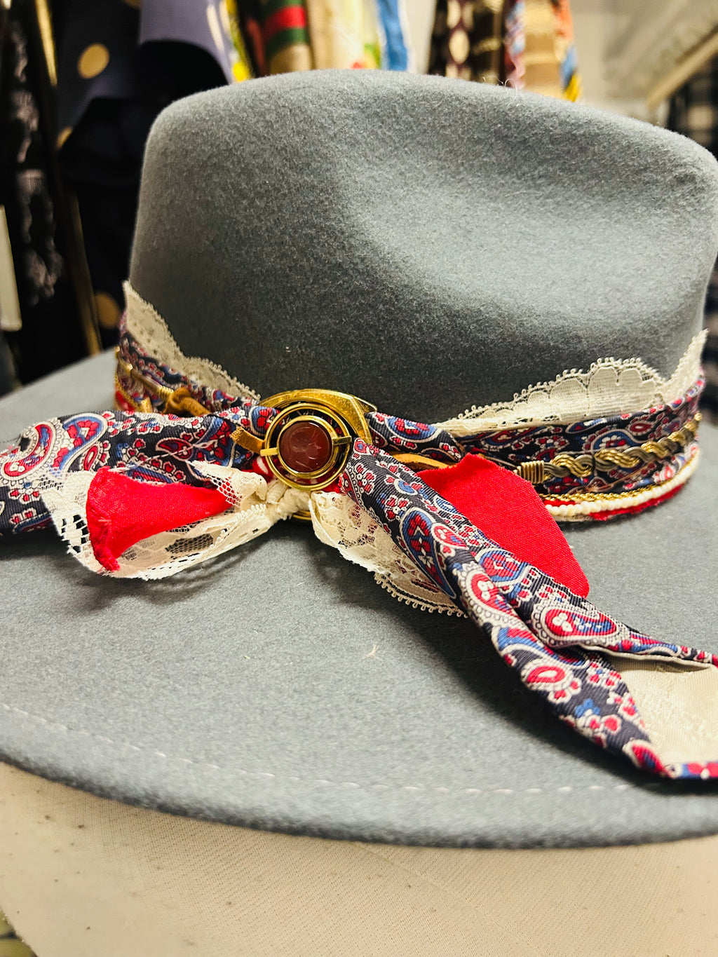 OOAK Vintage Dior Tie Wool Hat