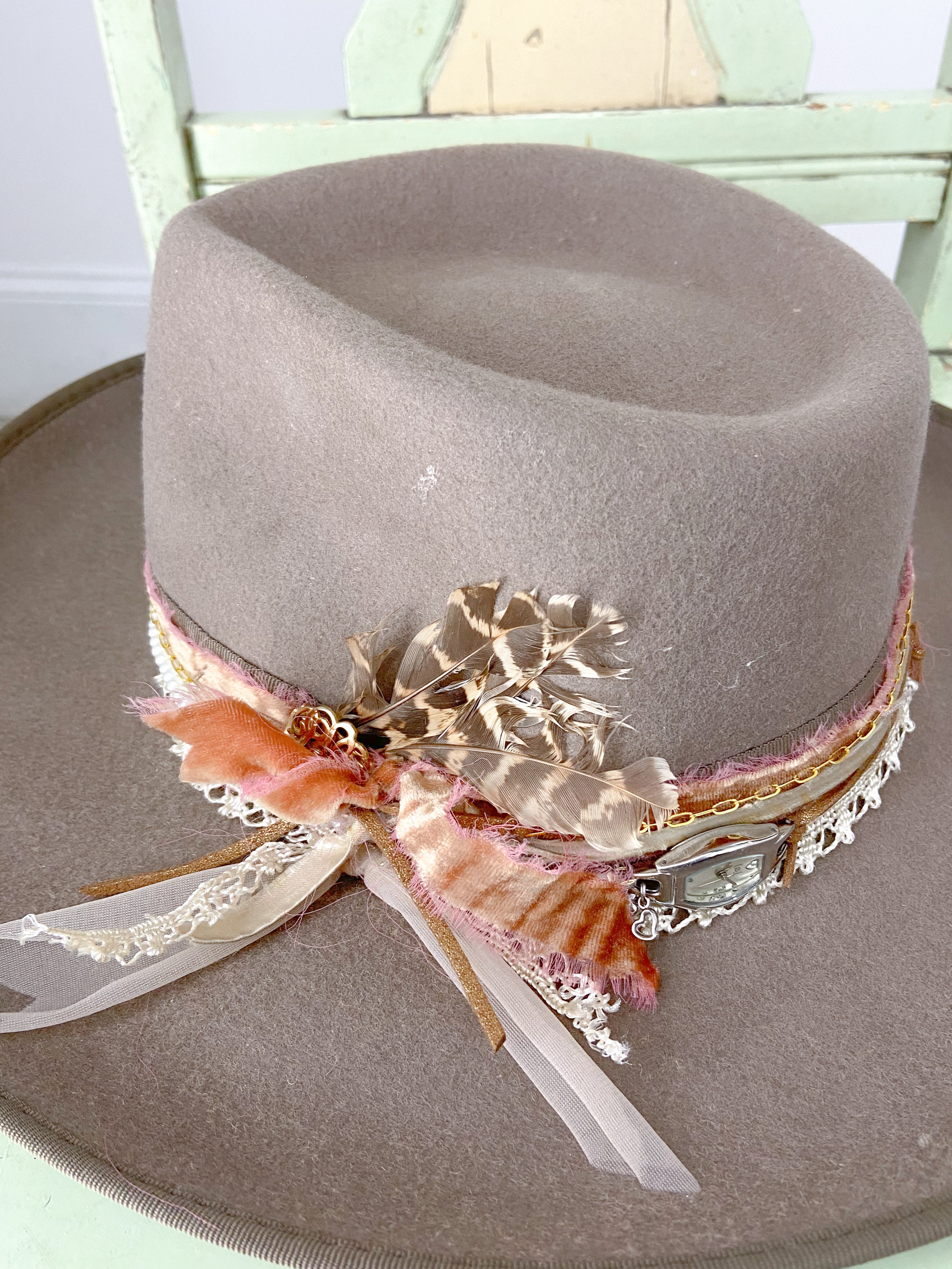 OOAK Peter Grim Taupe Upcycled Wool Hat