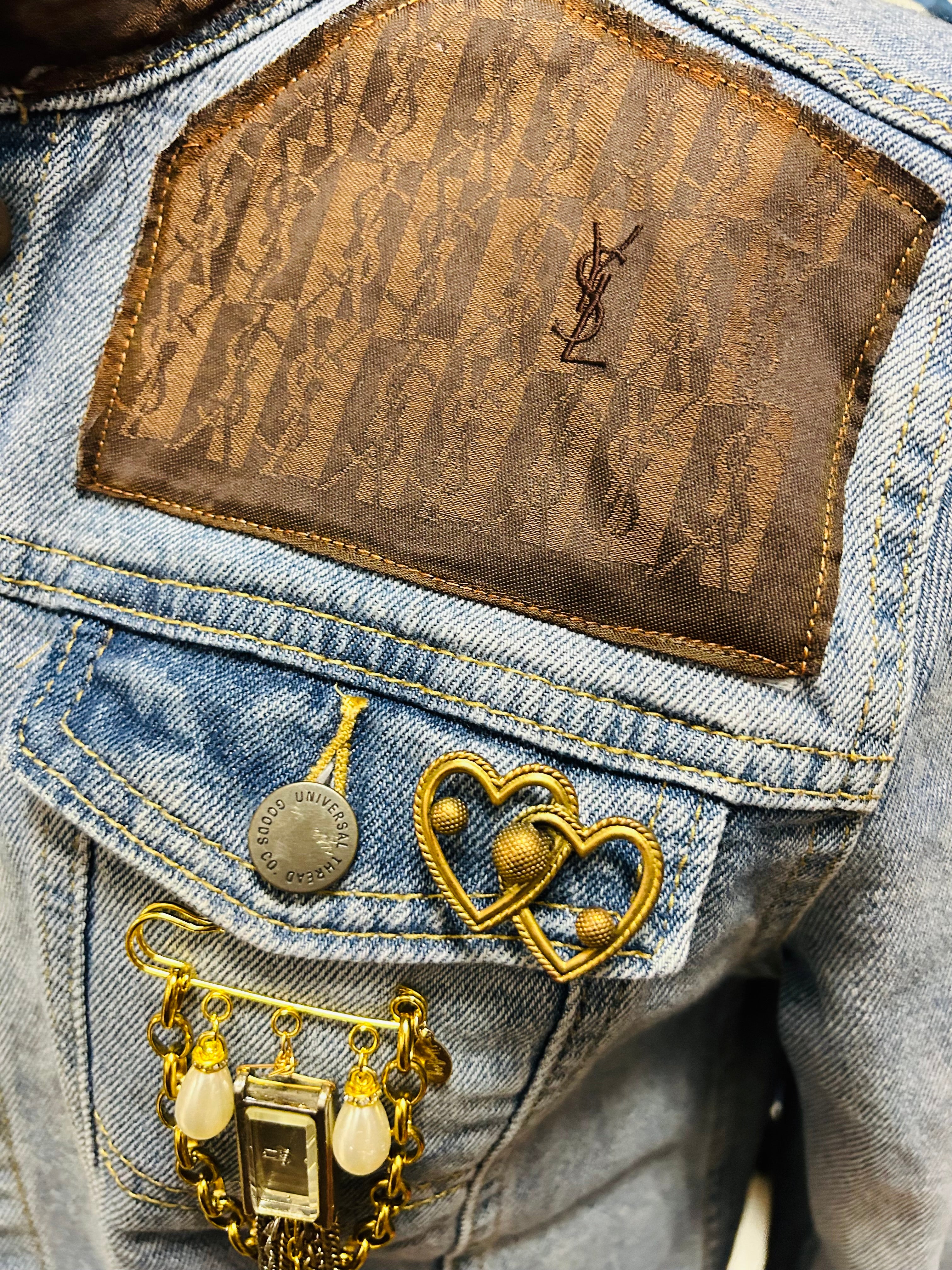 OOAK YSL Scarf Denim Jacket