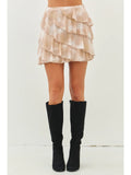 Tie Dye Stretchy Mesh Ruffled Mini Skirt