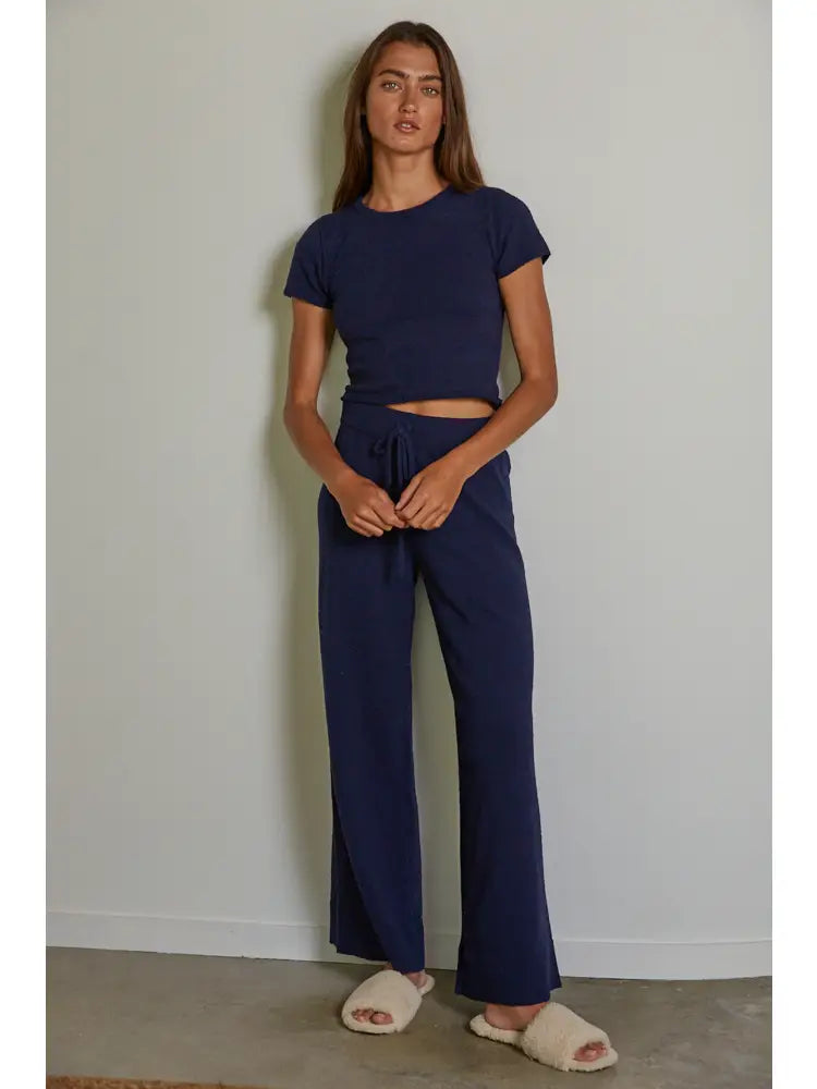 Knit Sweater Cotton Nylon Polyester Wide Leg Pants