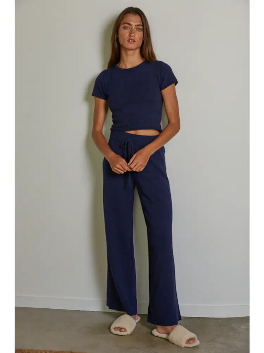 Knit Sweater Cotton Nylon Polyester Wide Leg Pants