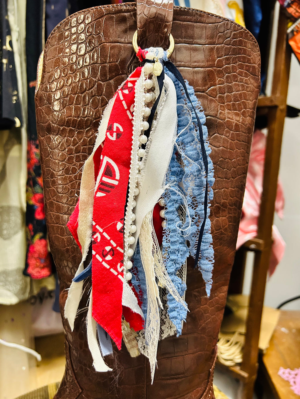 Handmade Medium Fabric Boot Charm