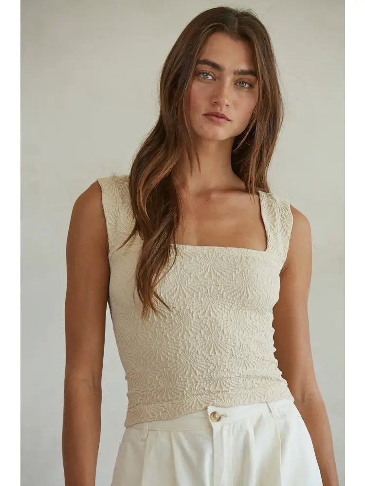 Knit Modal Nylon Spandex Seamless Jacquard Tank