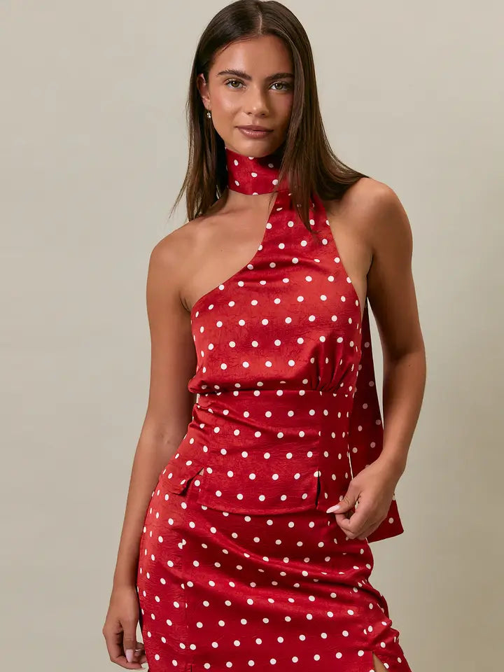 Halter Neckline Polka Dot Top