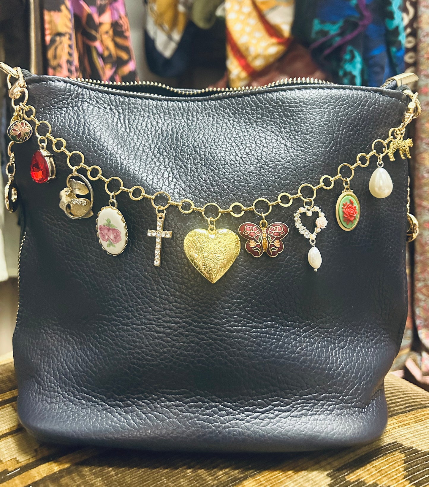OOAK Vintage Cameo & Charms Purse Chain