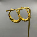 Hollow Wrinkled Shape 18K Gold Plated Ss Hoop Earrings