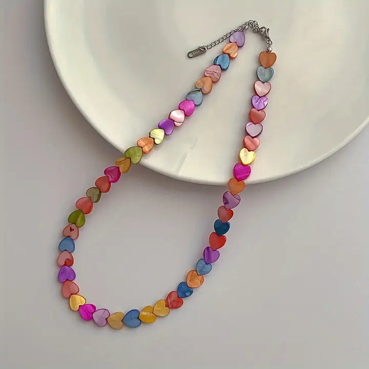 Colorful Heart Beaded Necklace