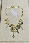 OOAK Cross & Key Charm Necklace