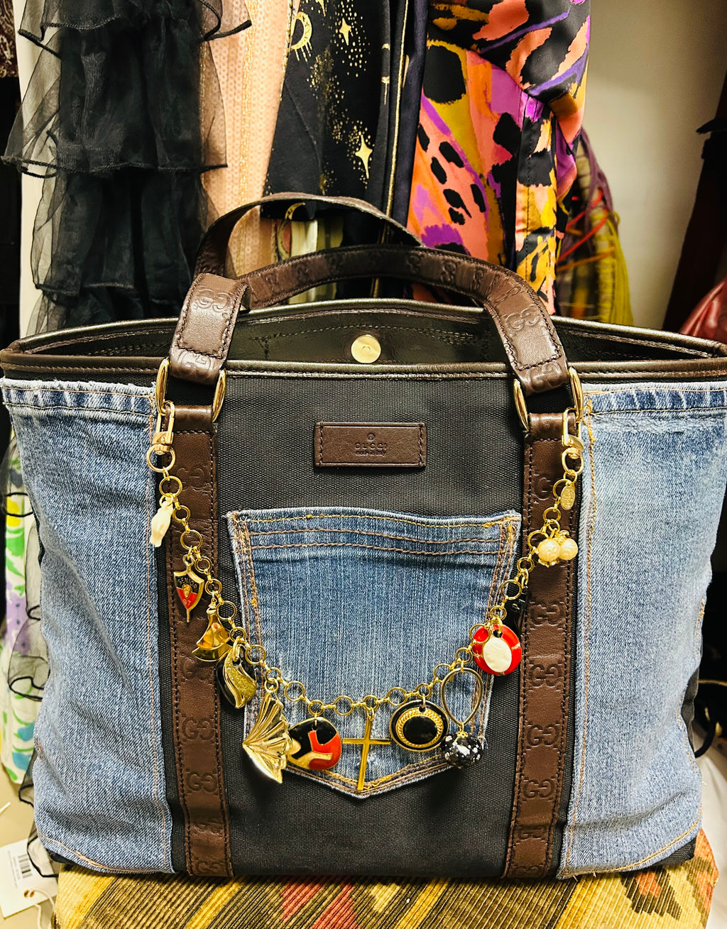 OOAK Denim Patched Vintage Gucci Bag