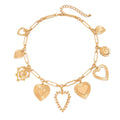 Charm Necklace-Multi Bold Heart Charm Necklace