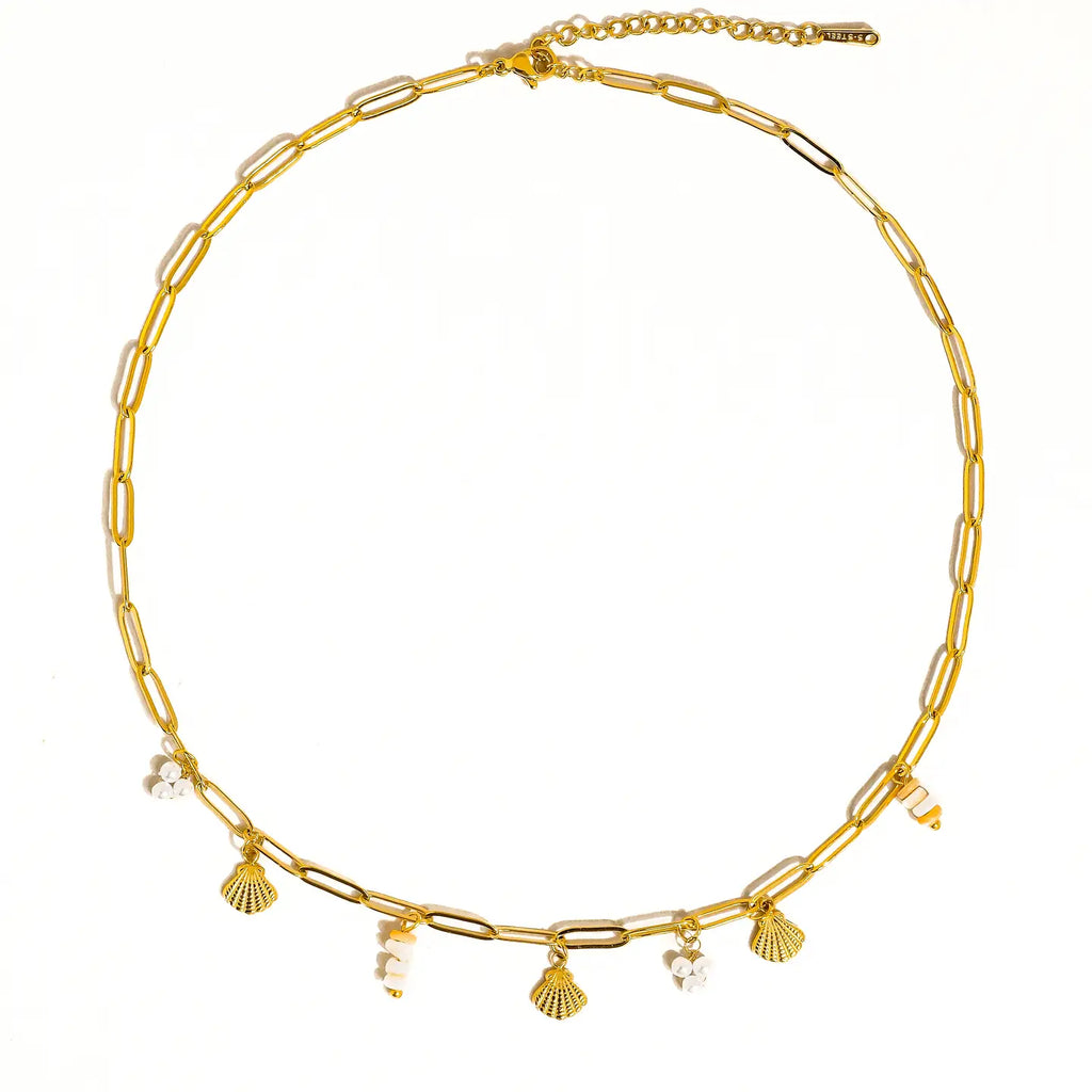 June 18K Gold Seashells Charm Necklace