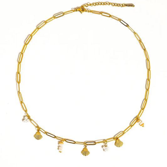 June 18K Gold Seashells Charm Necklace