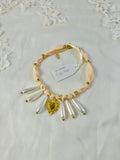 Heart $ Pearl Dangle Chiffon Fabric Necklace