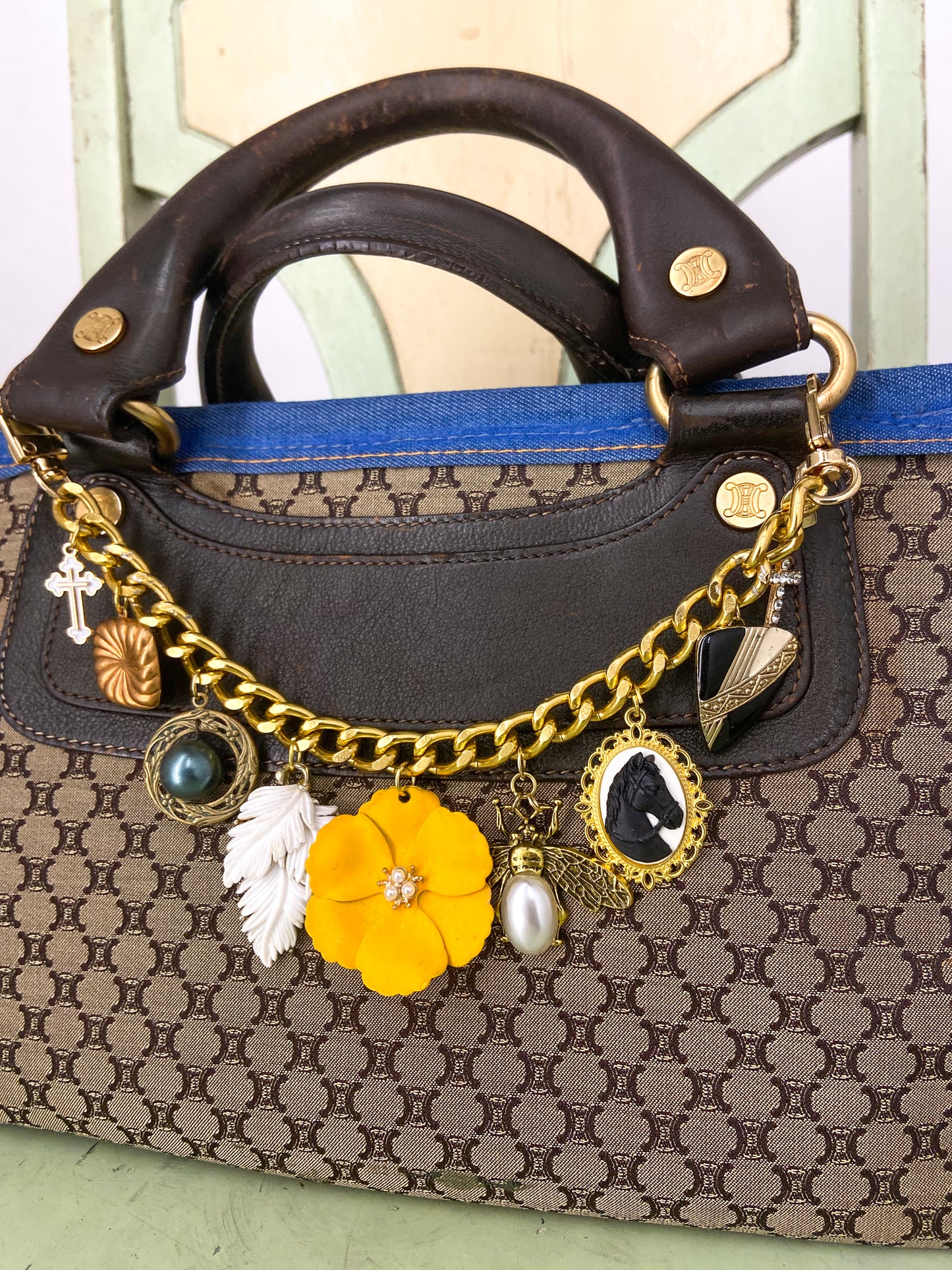 OOAK Vintage Celine Denim Trim Purse